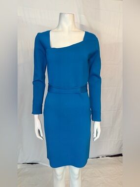 Roland Mouret Teal-Blue Long Sleeve Sheath Dress